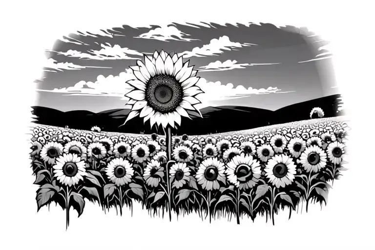 Sunflower Field Durning Sunset