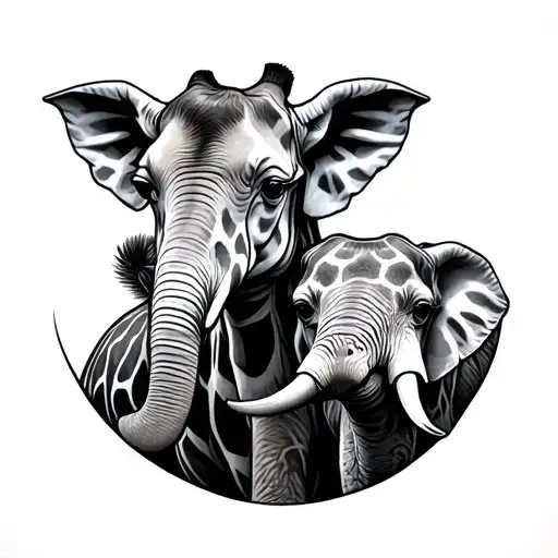 Elephant And Giraffe