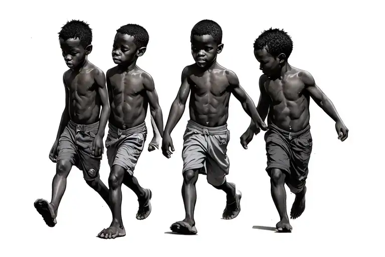 3 Little Black Boys One Older Walking