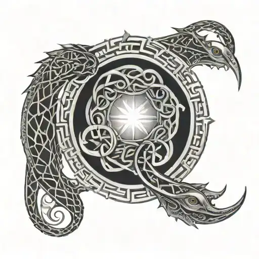 A Mystical-themed Ouroboros With Intricate Celtic Knotwork Patterns