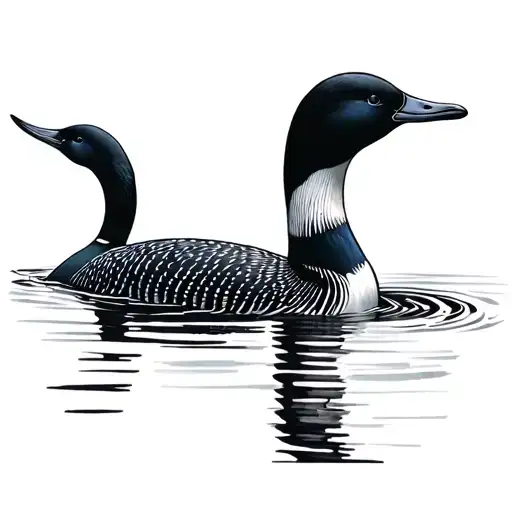 2 Loons Swimming One Bigger And One Small Representing A Father And Son