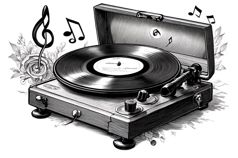 Vintage Record Player With Music Related Fillers