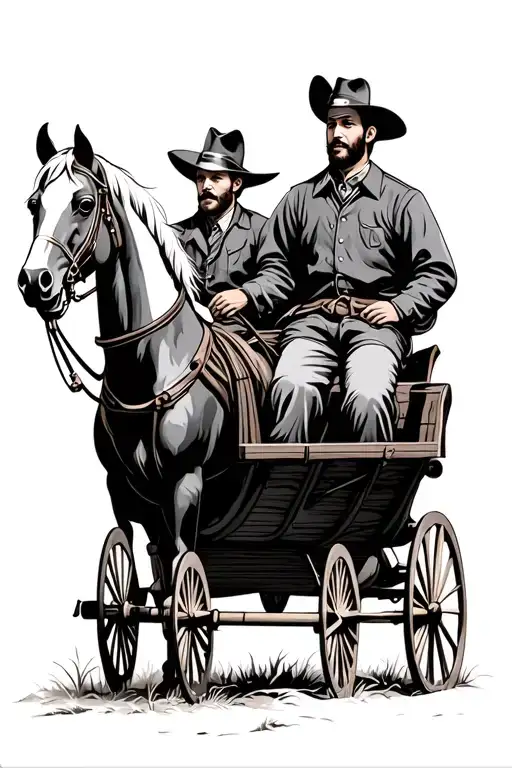 2 Men In A Horse Drawn Wagon