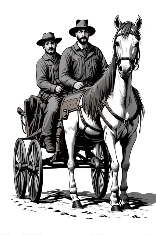 2 Men In A Horse Drawn Wagon