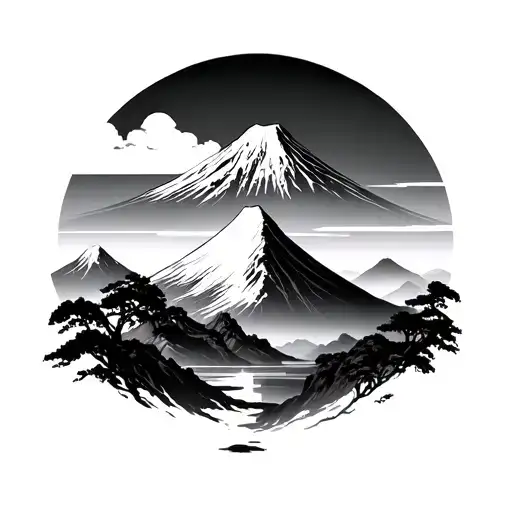 Mount Fuji Background Black