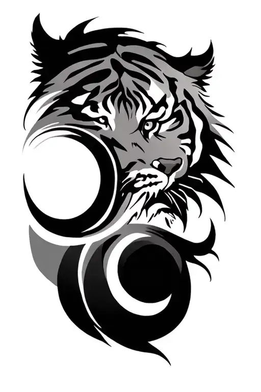 Enso Circule With Tiger Face