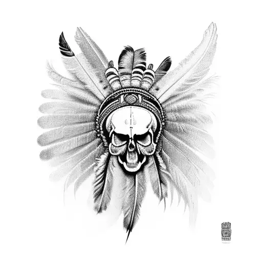 Indian Skull Hat Of Much Feathers