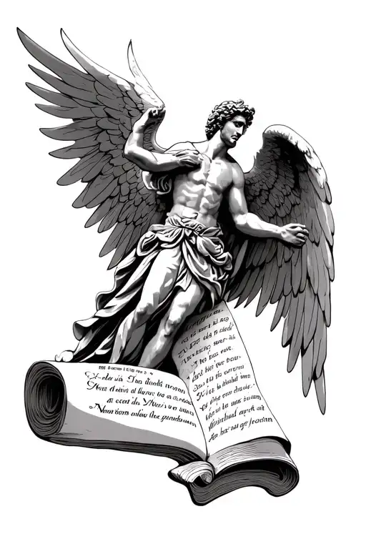 St Michael Archangel With Bible Verse On Scroll