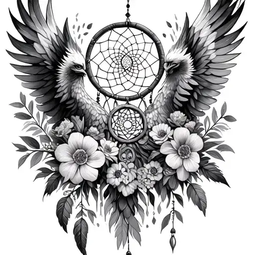Phoenix Dream Catcher Entangled In A Beautiful Bouquet