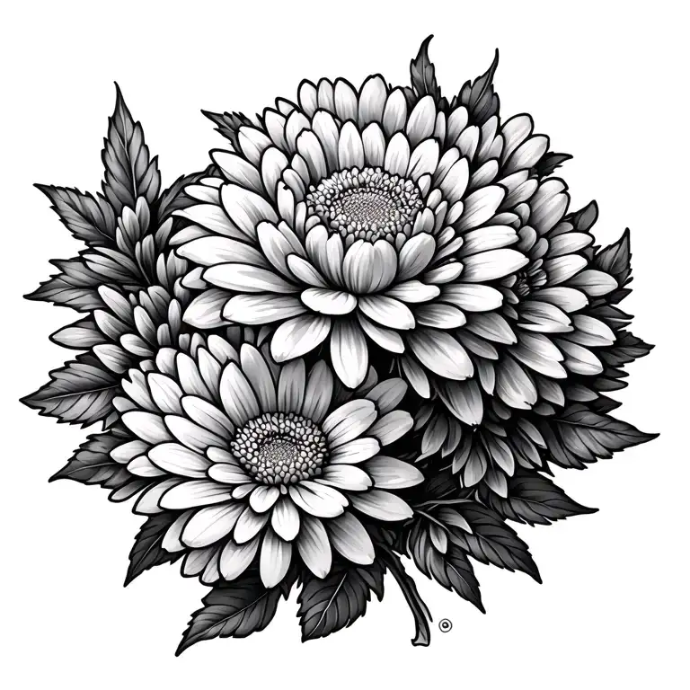 Chrysanthemum Bouquet Fine Line