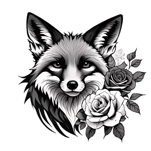 Fox And Roses Intertwined