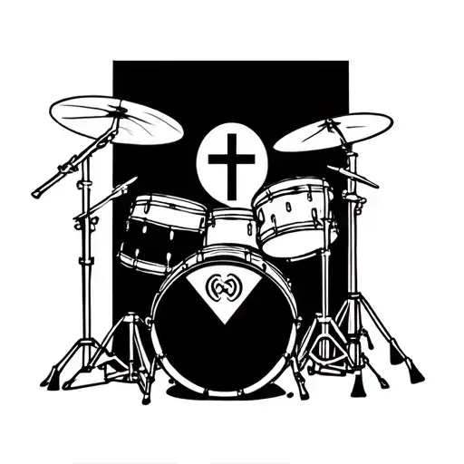Drum Set With Christian Cross