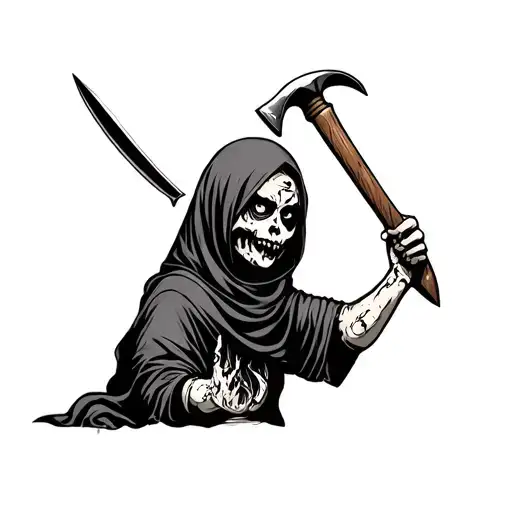 Zombie Arabic Woman With Hammer And Knife