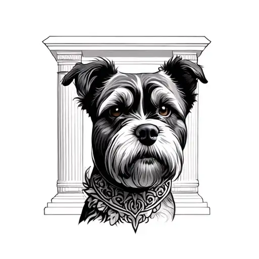 Dog Infront Of Column Very Original