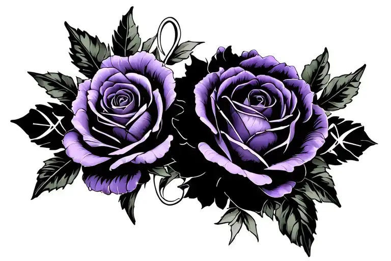Violet Flower And Rose Roman's Numerals In The Middle