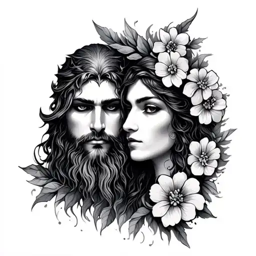 Names Odin & Gaia With Flowers