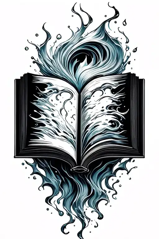 Book Opened With Triden Coming Out With Water Swirling