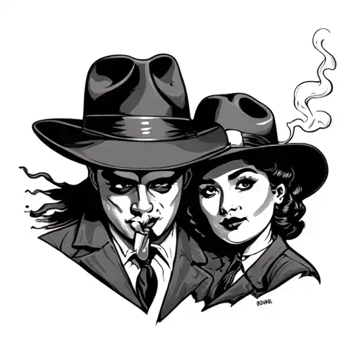 Cartoon Bonnie And Clyde Smoking Blunt Made