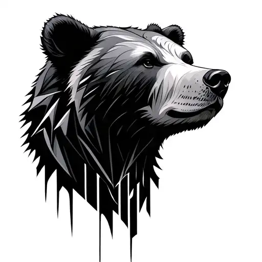 Bear Head Geo Symteric Shapes