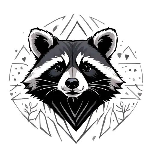 Bear And Raccoon Geo Symteric Shapes