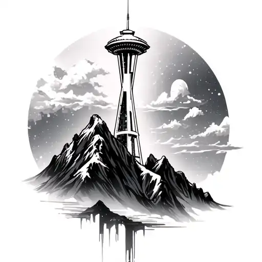 Space Needle Mountain Background