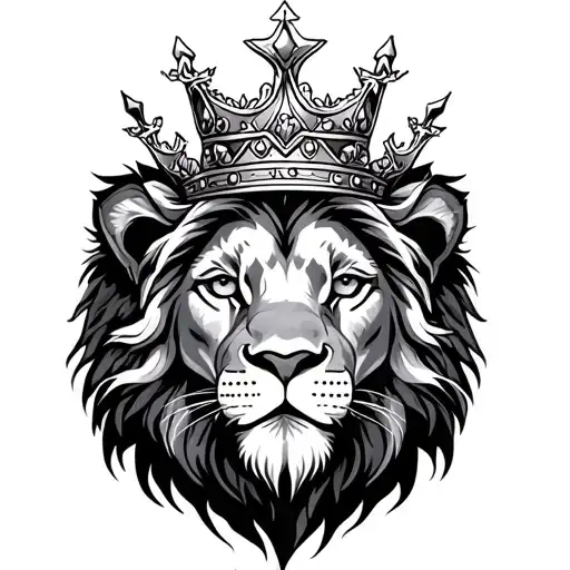Gemini Star Sign And Lion Wearing A Crown