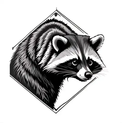 Bear And Raccoon Geo Symteric Shapes