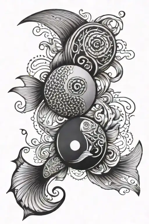 Fish Yin Yang With Dopamine And Serotonin Molecule