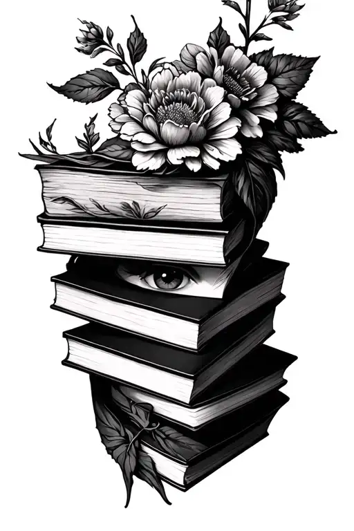 Add More Floral And Make Some Of The Spines Of The Book Face Out