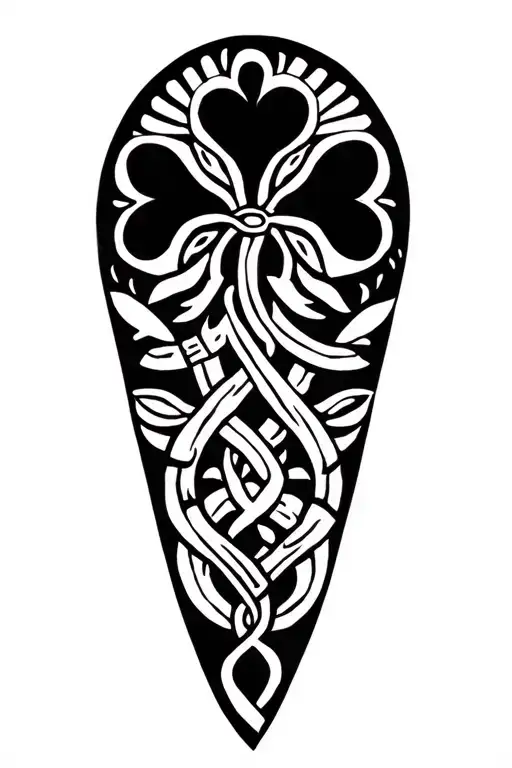 Celtic Shamrock With Taino Culture Weaving Elements Like The Coqui And Sun For A Calf
