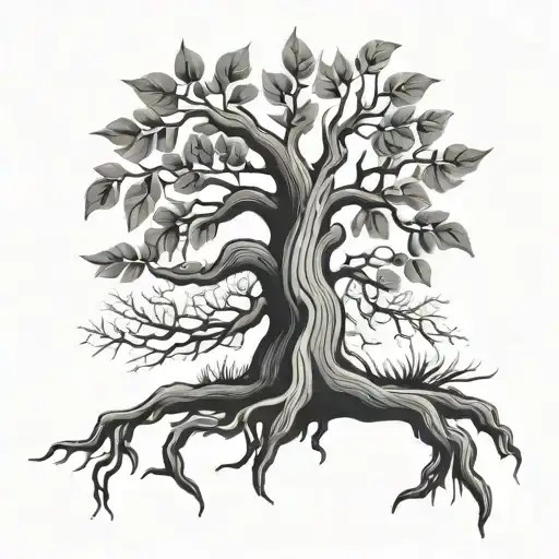 Tree Branch With Three Roots And One Root Broken