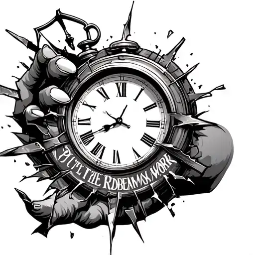 Put The Dream Work Logo On A Forearm Picking Up A Broken Clock