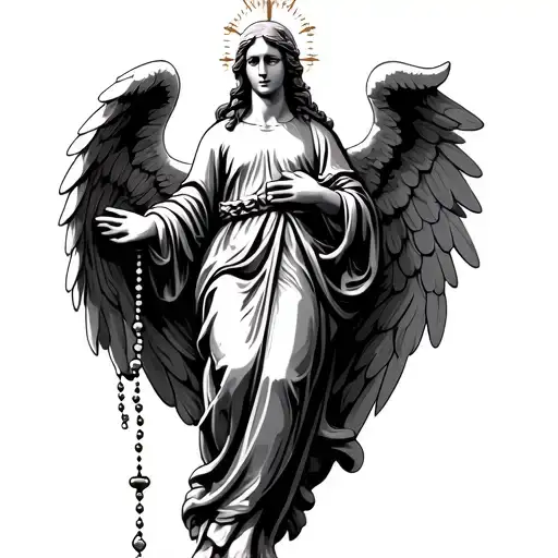 Angel Holding Rosary Beads