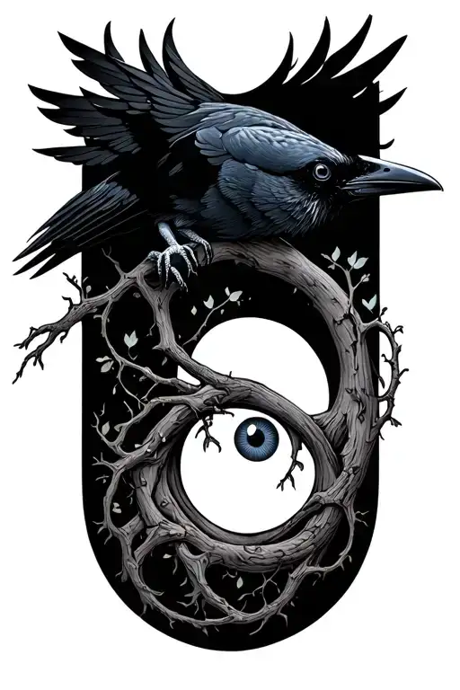 Crow Tree Of Life Intertwined Semicolon Eye Inside
