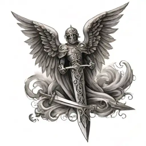 A Christianity Cross Combined With The Wings Of An Angel And The Sword Of A Knight