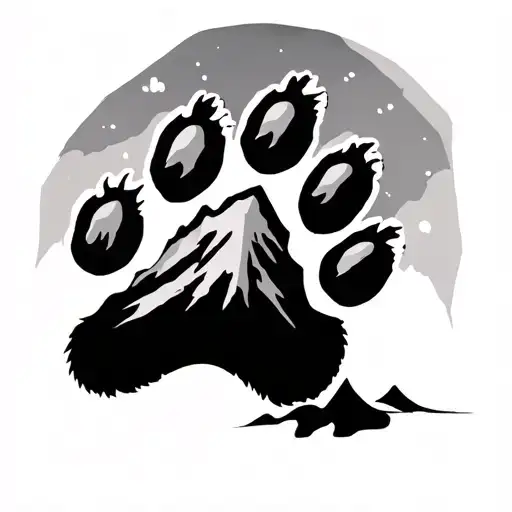 Dog Paw With Mountain On The Back