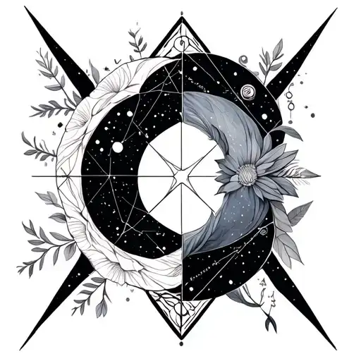 Capricorn Cancer Pisces Libra Geometric Floral With Constellation