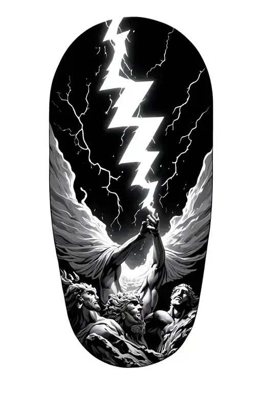 Zues Throwing Lightning Bolt From Mount Olympus