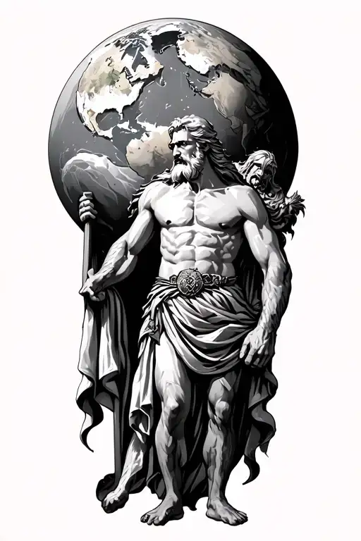 Atlas Carrying The World With Odin Standing Proudly