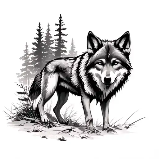 Wolf In A Forest Coyote In Desert