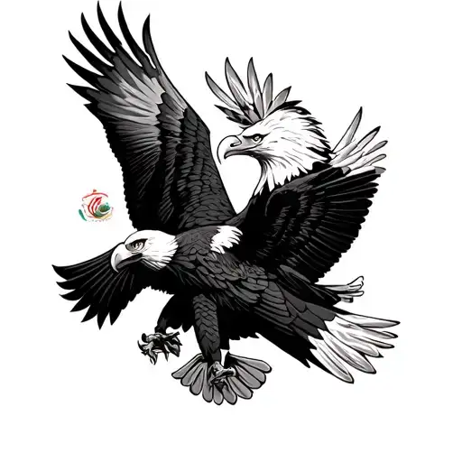 Mexican Eagle And Bald Eagle Fighting