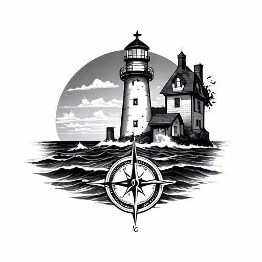 Lighthouse And Compass