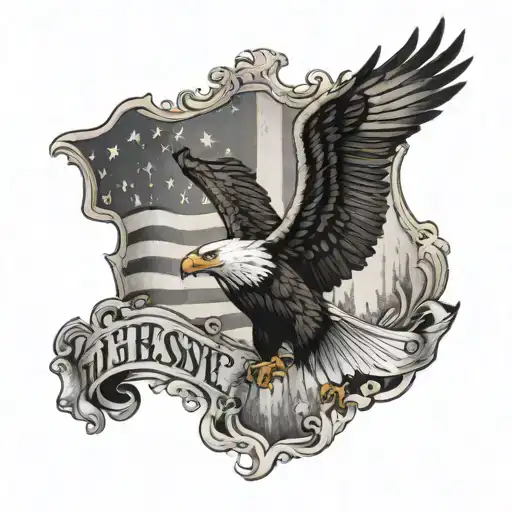 New Jersey With American Flag And Eagle