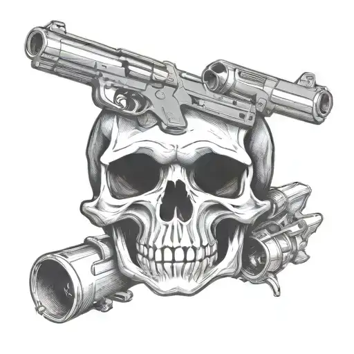 A Skull Shooting Itself In The Head With A Gun That Has Love Inscribed On It