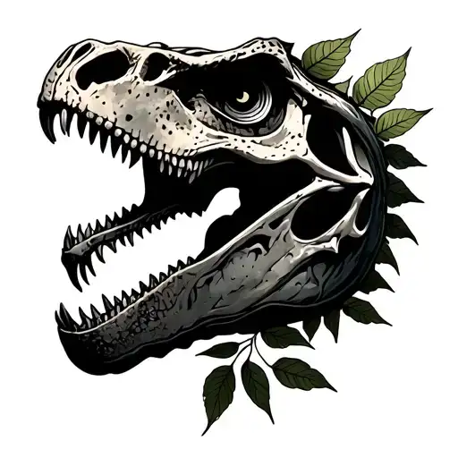 Velociraptor Skull With Leaves