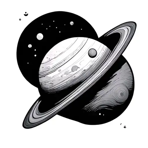 Moon And Saturn Simple And Small