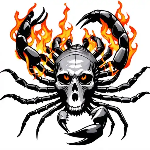 Scorpion With Skull As A Head With Flames Coming From Its Eyes