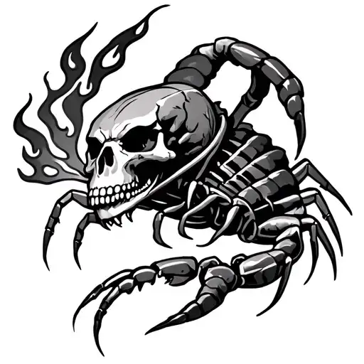 Scorpion With Skull As A Head With Flames Coming From Its Eyes