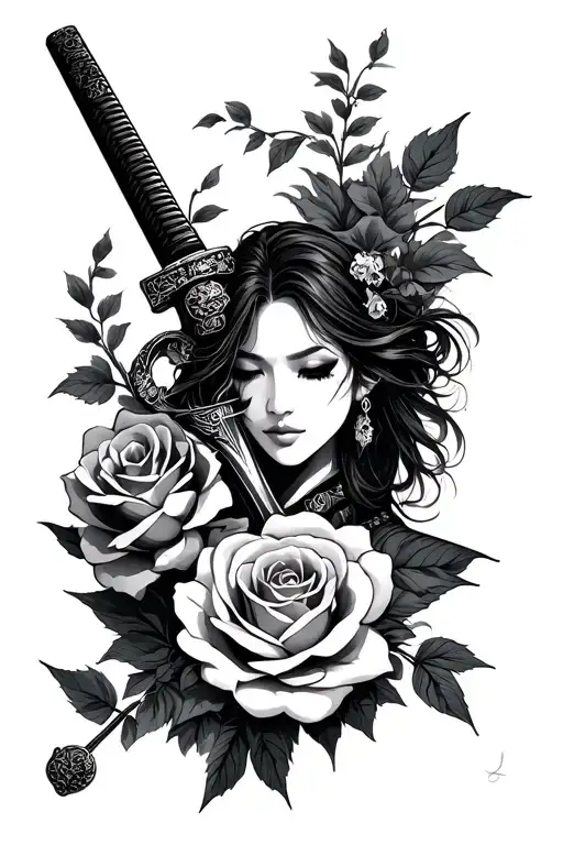 Katana With Roses And A
