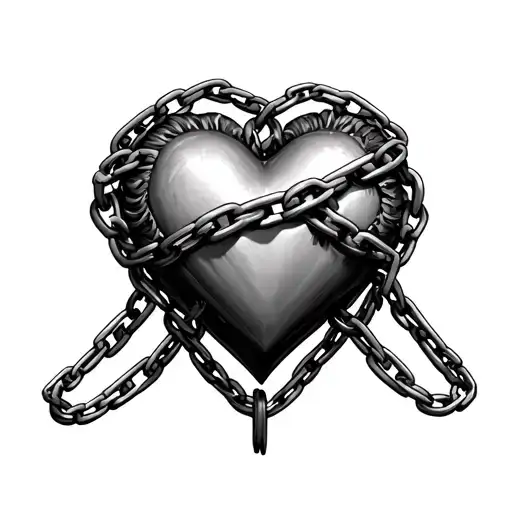 Realism Heart With Chains Wrapped Around Connecting To A Heart